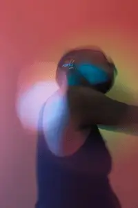 Creative motion blur with colorful lighting for an expressive artsy aesthetic
